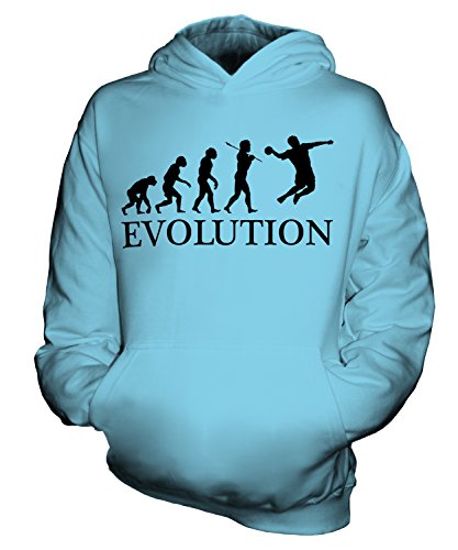 Candymix Handball Evolution des Menschen Unisex Kinder Jungen/Mädchen Kapuzenpullover, Größe 12-13 Jahre, Farbe Himmelblau von Candymix