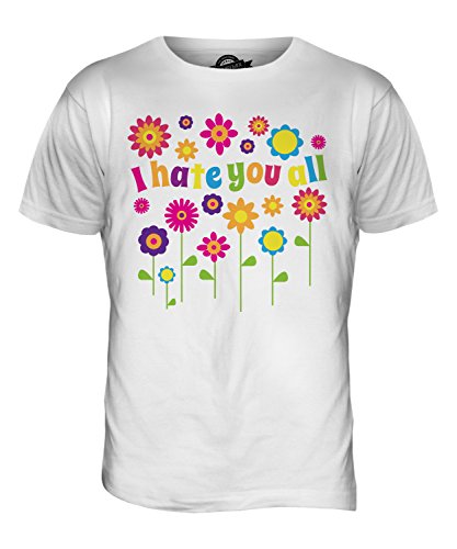 Candymix Ich Hasse Euch Alle Hippie Blumen Herren T Shirt, Größe Small, Farbe Weiß von Candymix