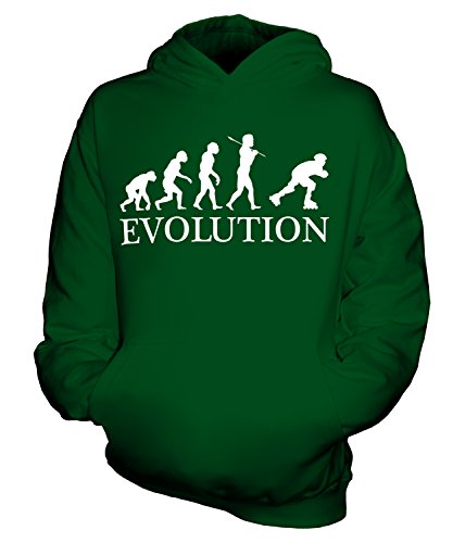 Candymix Inlineskaten Inliner Fahren Evolution des Menschen Unisex Kinder Jungen/Mädchen Kapuzenpullover, Größe 9-11 Jahre, Farbe Flaschengrün von Candymix