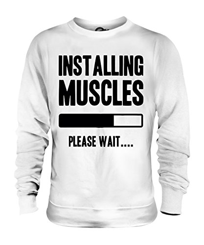 Candymix Installing Muscles Unisex Herren Damen Sweatshirt, Größe Medium, Farbe Weiß von Candymix