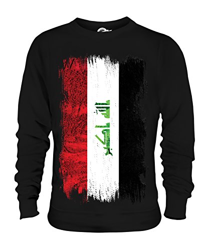 Candymix Irak Grunge Flagge Unisex Herren Damen Sweatshirt, Größe Large, Farbe Schwarz von Candymix