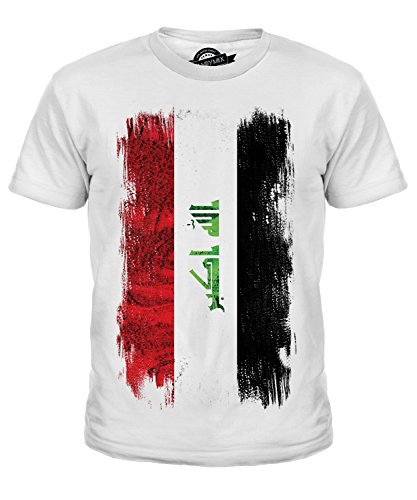 Candymix Irak Grunge Flagge Unisex Jungen Mädchen T Shirt, Größe 8 Jahre, Farbe Weiß von Candymix