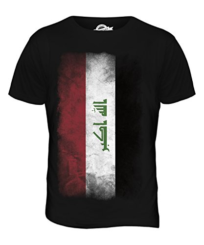 Candymix Irak Verblichen Flagge Herren T Shirt, Größe 2X-Large, Farbe Schwarz von Candymix