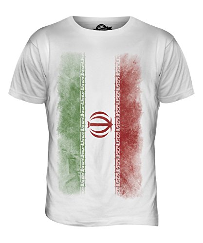 Candymix Iran Verblichen Flagge Herren T Shirt, Größe 3X-Large, Farbe Weiß von Candymix