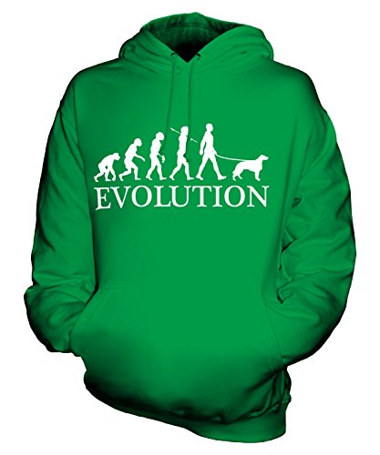 Candymix Irish Red Setter Evolution des Menschen Und Hund Unisex Herren Damen Kapuzenpullover, Größe Medium, Farbe Grün von Candymix