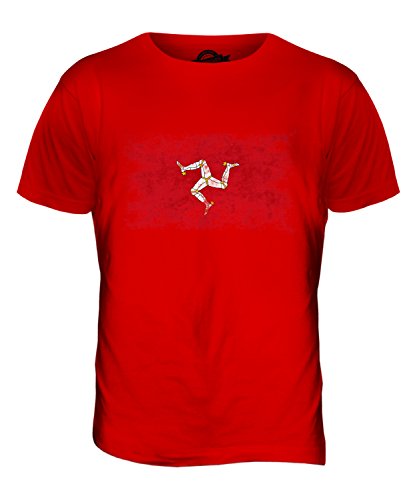 Candymix Isle of Man Weinlese Flagge Herren T Shirt, Größe 3X-Large, Farbe Rot von Candymix