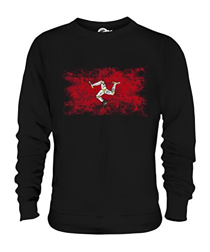 Candymix Isle of Man Weinlese Flagge Unisex Herren Damen Sweatshirt, Größe 3X-Large, Farbe Schwarz von Candymix