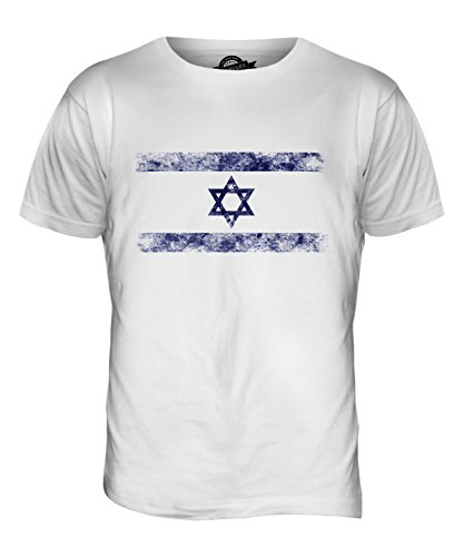 Candymix Israel Weinlese Flagge Herren T Shirt, Größe Large, Farbe Weiß von Candymix