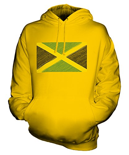 Candymix Jamaika Kritzelte Flagge Unisex Herren Damen Kapuzenpullover, Größe Medium, Farbe Dunkelgelb von Candymix