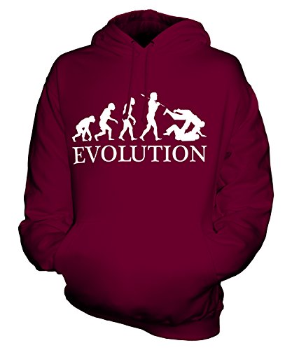 Candymix Judo Evolution des Menschen Unisex Herren Damen Kapuzenpullover, Größe Large, Farbe Burgunderrot von Candymix