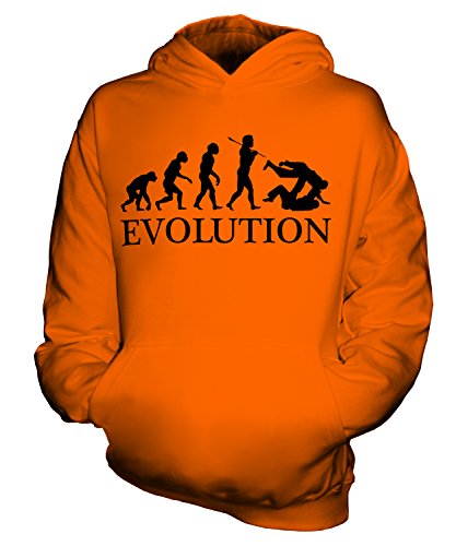 Candymix Judo Evolution des Menschen Unisex Kinder Jungen/Mädchen Kapuzenpullover, Größe 12-13 Jahre, Farbe Orange von Candymix