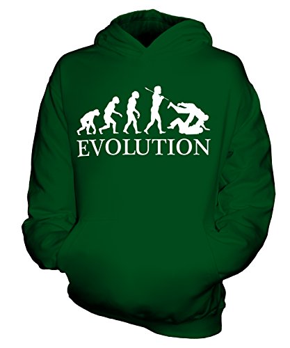 Candymix Judo Evolution des Menschen Unisex Kinder Jungen/Mädchen Kapuzenpullover, Größe 7-8 Jahre, Farbe Flaschengrün von Candymix