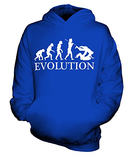 Candymix Judo Evolution des Menschen Unisex Kinder Jungen/Mädchen Kapuzenpullover, Größe 7-8 Jahre, Farbe Königsblau von Candymix