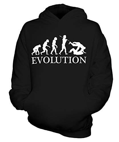 Candymix Judo Evolution des Menschen Unisex Kinder Jungen/Mädchen Kapuzenpullover, Größe 7-8 Jahre, Farbe Schwarz von Candymix