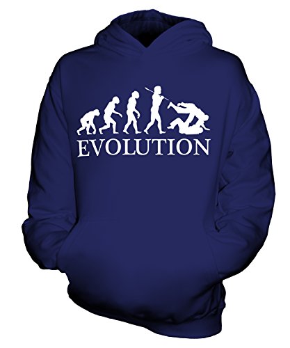 Candymix Judo Evolution des Menschen Unisex Kinder Jungen/Mädchen Kapuzenpullover, Größe 9-11 Jahre, Farbe Navy Blau von Candymix