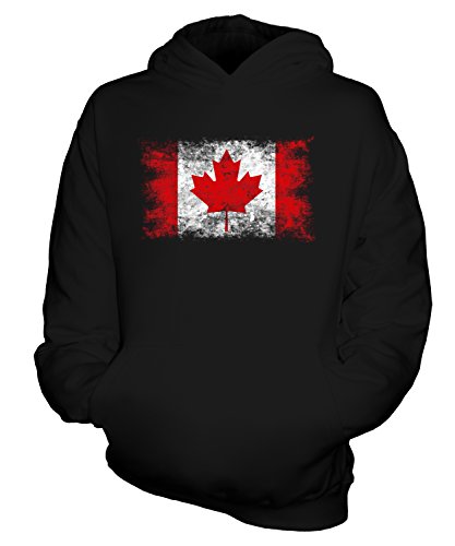 Candymix Kanada Weinlese Flagge Unisex Kinder Jungen/Mädchen Kapuzenpullover, Größe 7-8 Jahre, Farbe Schwarz von Candymix