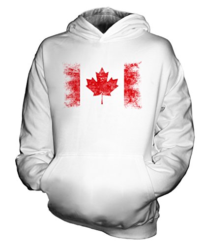 Candymix Kanada Weinlese Flagge Unisex Kinder Jungen/Mädchen Kapuzenpullover, Größe 9-11 Jahre, Farbe Weiß von Candymix