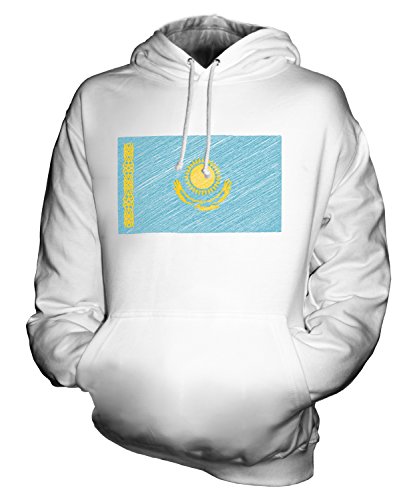 Candymix Kasachstan Kritzelte Flagge Unisex Herren Damen Kapuzenpullover, Größe Large, Farbe Weiß von Candymix