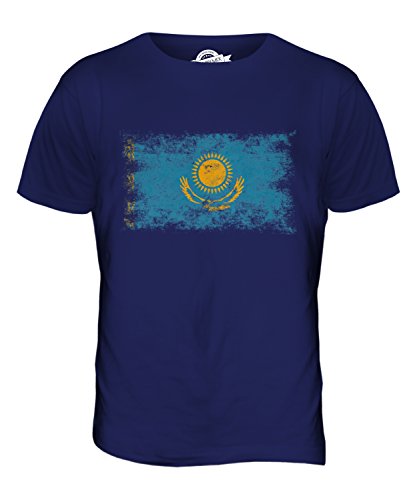 Candymix Kasachstan Weinlese Flagge Herren T Shirt, Größe X-Large, Farbe Navy Blau von Candymix