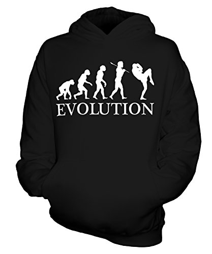 Candymix Kickboxen Evolution des Menschen Unisex Kinder Jungen/Mädchen Kapuzenpullover, Größe 12-13 Jahre, Farbe Schwarz von Candymix