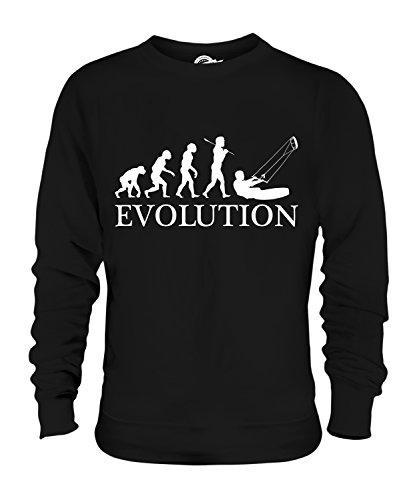 Candymix Kitesurfen Evolution des Menschen Unisex Herren Damen Sweatshirt, Größe X-Large, Farbe Schwarz von Candymix