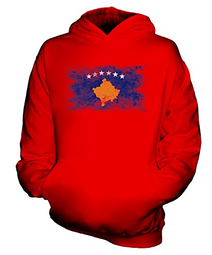 Candymix Kosovo Weinlese Flagge Unisex Kinder Jungen/Mädchen Kapuzenpullover, Größe 7-8 Jahre, Farbe Rot von Candymix