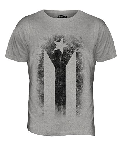 Candymix Kuba Monochrom Schwarzweiß Verblichen Flagge Herren T Shirt, Größe 4X-Large, Farbe Grau Meliert von Candymix