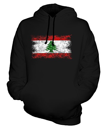 Candymix Libanon Weinlese Flagge Unisex Herren Damen Kapuzenpullover, Größe X-Large, Farbe Schwarz von Candymix