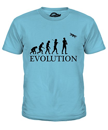 Candymix Luftaufnahmen Drohne Kamera Luftbildfotografie Evolution des Menschen Unisex Jungen Mädchen T Shirt, Größe 6 Jahre, Farbe Himmelblau von Candymix