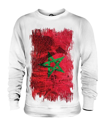 Candymix Marokko Grunge Flagge Unisex Herren Damen Sweatshirt, Größe Large, Farbe Weiß von Candymix