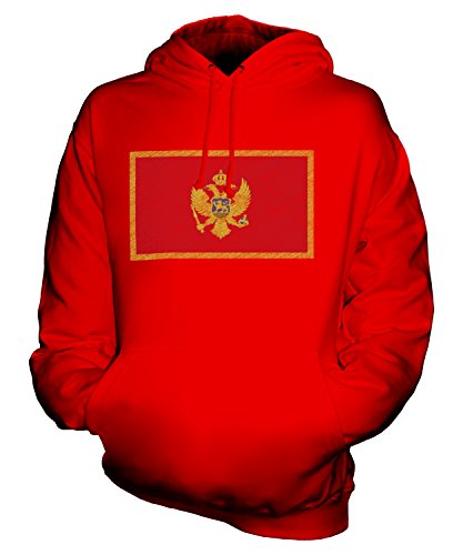 Candymix Montenegro Kritzelte Flagge Unisex Herren Damen Kapuzenpullover, Größe Small, Farbe Rot von Candymix