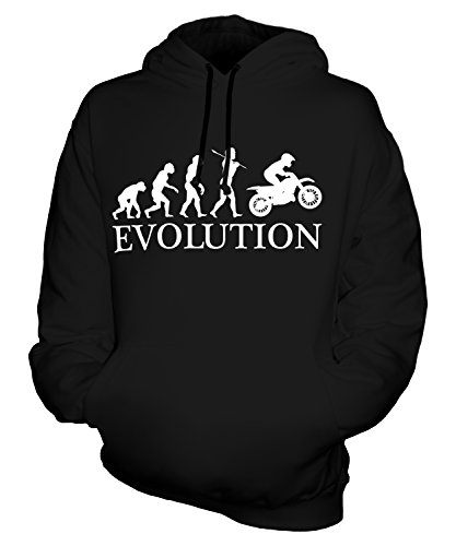 Candymix Motocross Evolution des Menschen Unisex Herren Damen Kapuzenpullover, Größe Large, Farbe Schwarz von Candymix