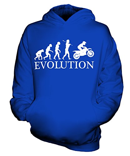 Candymix Motocross Evolution des Menschen Unisex Kinder Jungen/Mädchen Kapuzenpullover, Größe 12-13 Jahre, Farbe Königsblau von Candymix