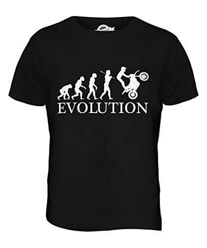 Candymix Motorrad Stuntman Stuntfahrer Evolution des Menschen Herren T Shirt, Größe Large, Farbe Schwarz von Candymix
