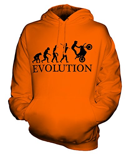 Candymix Motorrad Stuntman Stuntfahrer Evolution des Menschen Unisex Herren Damen Kapuzenpullover, Größe 2X-Large, Farbe Orange von Candymix