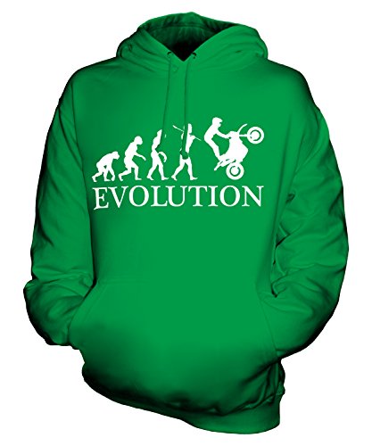 Candymix Motorrad Stuntman Stuntfahrer Evolution des Menschen Unisex Herren Damen Kapuzenpullover, Größe Large, Farbe Grün von Candymix