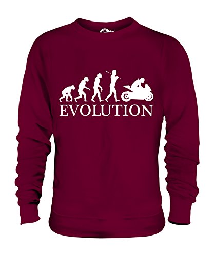 Candymix Motorradsport Motorradrennen Evolution des Menschen Unisex Herren Damen Sweatshirt, Größe 3X-Large, Farbe Burgunderrot von Candymix