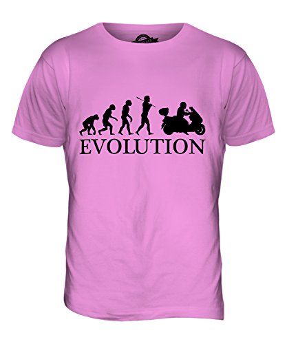 Candymix Motorroller Roller Evolution des Menschen Herren T Shirt, Größe 2X-Large, Farbe Rosa von Candymix