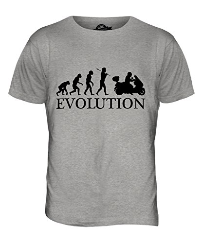Candymix Motorroller Roller Evolution des Menschen Herren T Shirt, Größe 5X-Large, Farbe Grau Meliert von Candymix