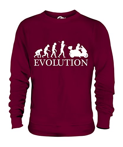 Candymix Motorroller Roller Evolution des Menschen Unisex Herren Damen Sweatshirt, Größe X-Large, Farbe Burgunderrot von Candymix