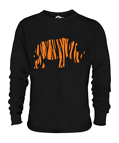 Candymix Nashorn Mit Tigerstreifen Unisex Herren Damen Sweatshirt, Größe 2X-Large, Farbe Schwarz von Candymix