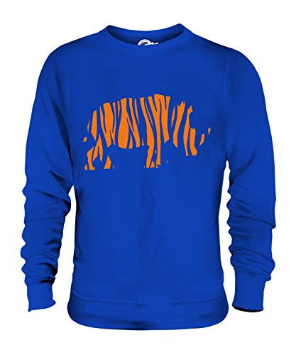 Candymix Nashorn Mit Tigerstreifen Unisex Herren Damen Sweatshirt, Größe X-Large, Farbe Königsblau von Candymix