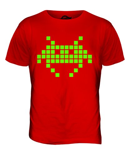 Candymix Neon Space Invader Herren T Shirt, Größe 4X-Large, Farbe Rot von Candymix