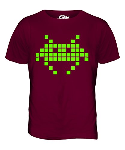 Candymix Neon Space Invader Herren T Shirt, Größe Medium, Farbe Burgunderrot von Candymix
