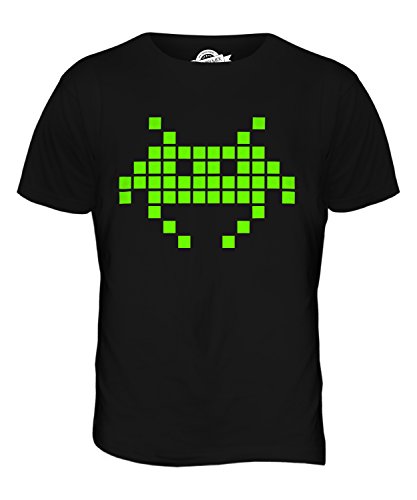 Candymix Neon Space Invader Herren T Shirt, Größe X-Large, Farbe Schwarz von Candymix