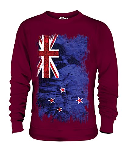 Candymix Neuseeland Grunge Flagge Unisex Herren Damen Sweatshirt, Größe Large, Farbe Burgunderrot von Candymix