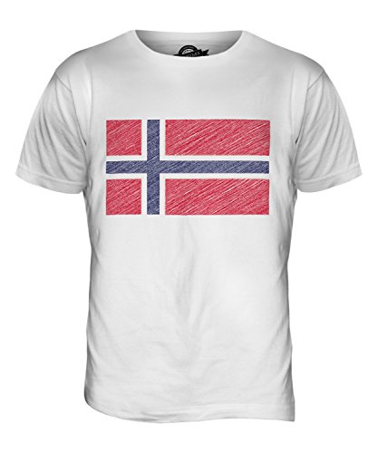 Candymix Norwegen Kritzelte Flagge Herren T Shirt, Größe 4X-Large, Farbe Weiß von Candymix