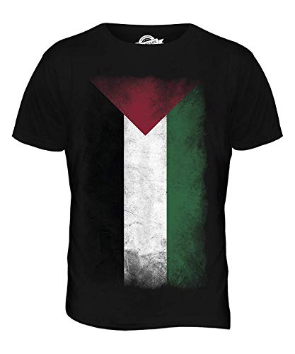 Candymix Palestine Verblichen Flagge Herren T Shirt, Größe 2X-Large, Farbe Schwarz von Candymix