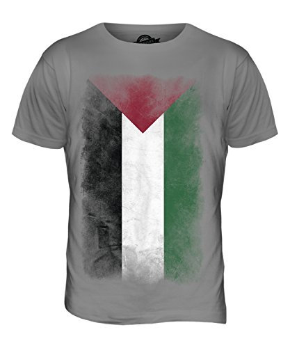 Candymix Palestine Verblichen Flagge Herren T Shirt, Größe Large, Farbe Hellgrau von Candymix