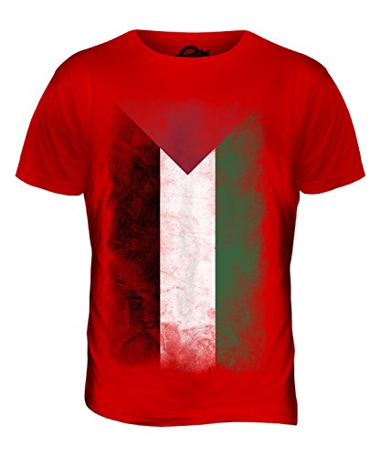 Candymix Palestine Verblichen Flagge Herren T Shirt, Größe Large, Farbe Rot von Candymix